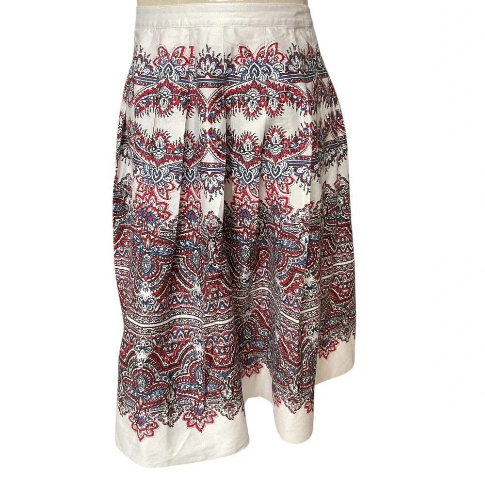 Talbots Petite Women's Floral Print A-Line Pleated Midi Skirt Size‎ 4P Boho
